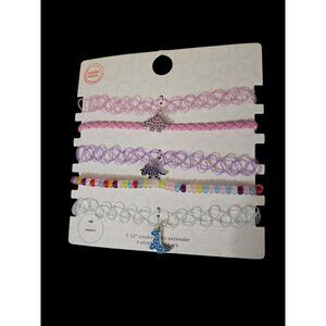 Wonder Nation Girls' Dinosaur Charm Choker Set – 5 Stretch Styles